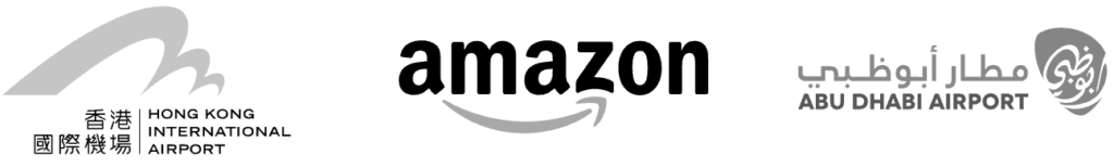 HKG Airport, Amazon, AUH Airport logos