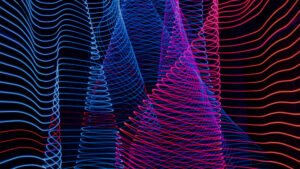 abstract multicolored vibrant glowing wire shapes background