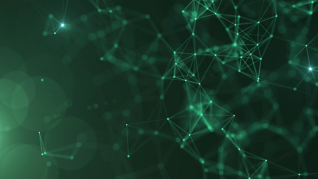 connecting lines and points with a green filter overlay