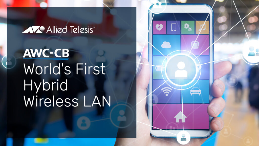mobile phone in a conference venu with white symbols radiating from it