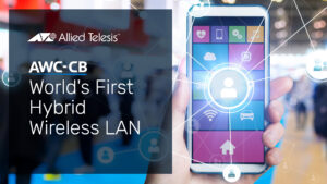 mobile phone in a conference venu with white symbols radiating from it