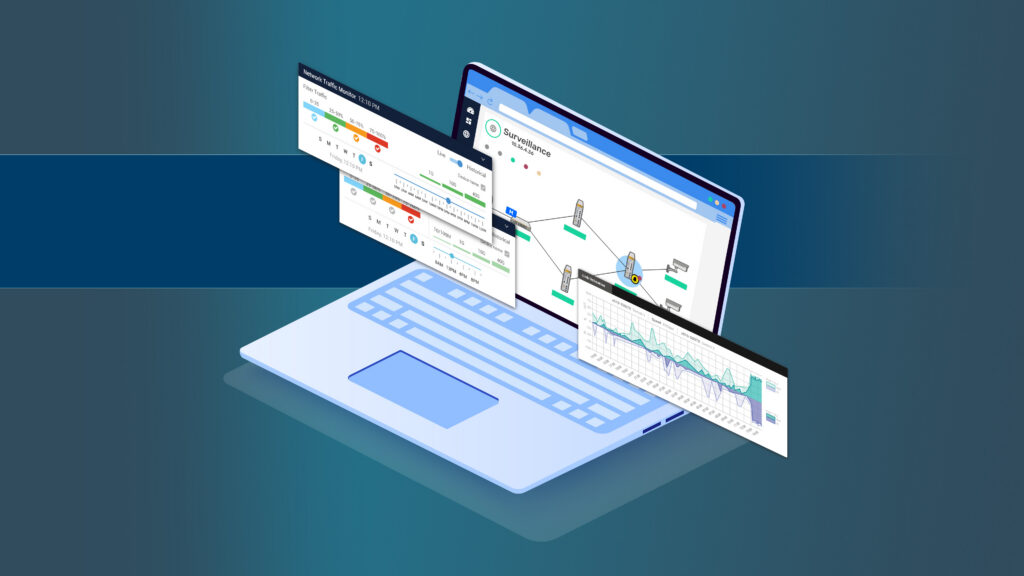Laptop showing Vista Manager screens